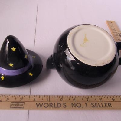 Lot 127:  Adorable Cat in Witch Hat Covered Mug