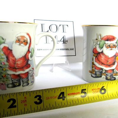 Two Older Santa Christmas Mugs, Made in Japan