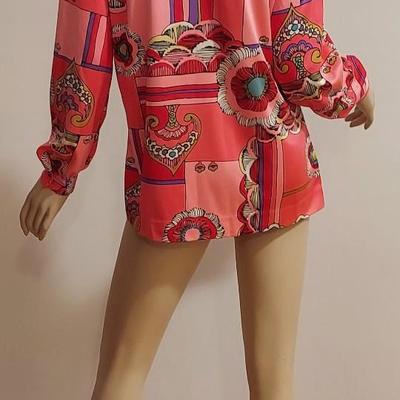Vtg 2970s Flower Power Button Front Shirt