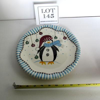 Vintage Christmas Plate Penguin, Ganz, Bella Casa, Adorable!