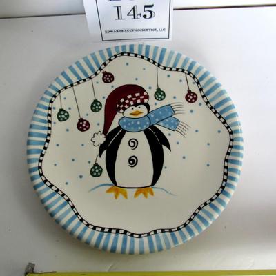 Vintage Christmas Plate Penguin, Ganz, Bella Casa, Adorable!