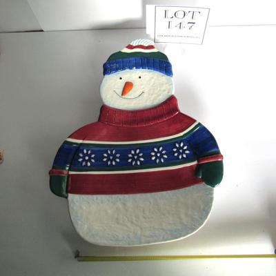 Christmas Snowman Large Serving Platter, St Nicholas Square