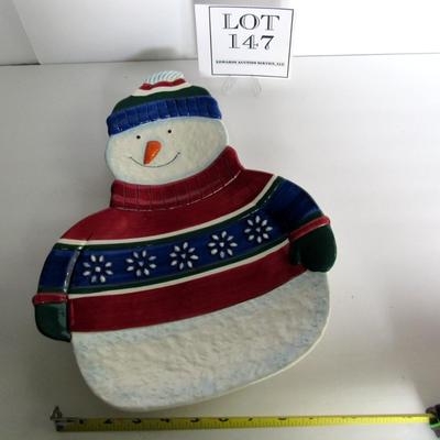 Christmas Snowman Large Serving Platter, St Nicholas Square