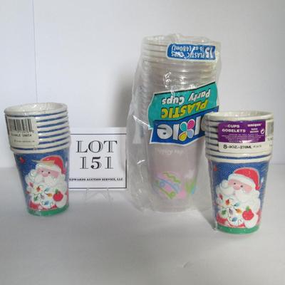 Lot of Paper and Plastic Holiday Cups, Christmas and Easter