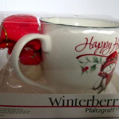 Vintage Pfaltzgraff Winterberry Large Mug and Stuffed Bear Set