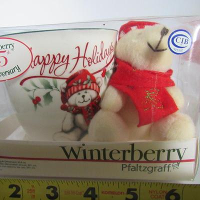 Vintage Pfaltzgraff Winterberry Large Mug and Stuffed Bear Set