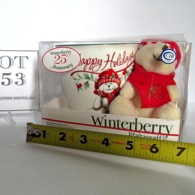 Vintage Pfaltzgraff Winterberry Large Mug and Stuffed Bear Set