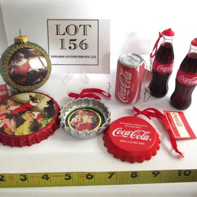 Lot of Older Coca Cola Christmas Ornaments