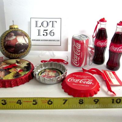 Lot of Older Coca Cola Christmas Ornaments