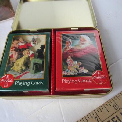 2 Older Coca Cola Tin Candy Containers, Coca Cola Cards in Tin, More, See all Photos