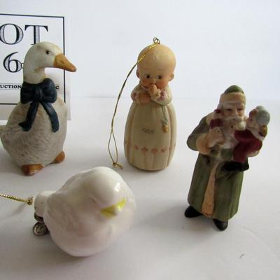 Christmas Ornament Lot, Birds, Santa and Kid
