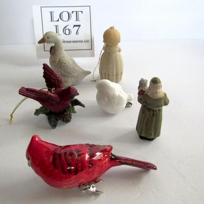 Christmas Ornament Lot, Birds, Santa and Kid