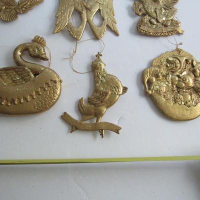Lot of Hard Plastic Glittered Christmas Ornaments