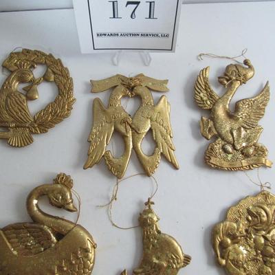 Lot of Hard Plastic Glittered Christmas Ornaments