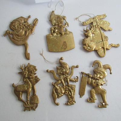 Lot of Hard Plastic Glittered Christmas Ornaments, Unusual Older Ornaments
