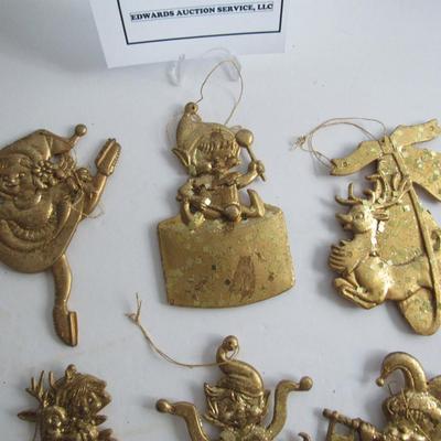 Lot of Hard Plastic Glittered Christmas Ornaments, Unusual Older Ornaments