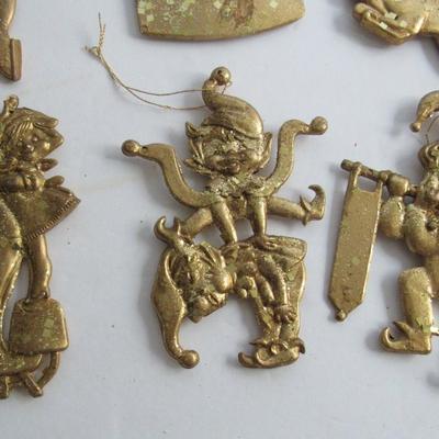 Lot of Hard Plastic Glittered Christmas Ornaments, Unusual Older Ornaments
