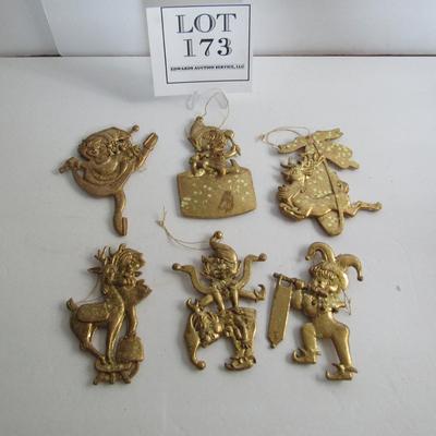 Lot of Hard Plastic Glittered Christmas Ornaments, Unusual Older Ornaments