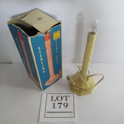 Vintage Sterling Electric Candle in Original Box, Nice Embossed Base