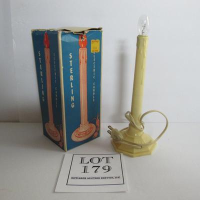 Vintage Sterling Electric Candle in Original Box, Nice Embossed Base
