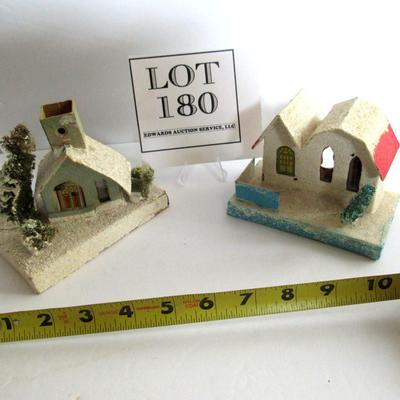 2 Vintage Christmas Village Putz Houses