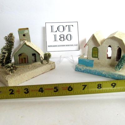 2 Vintage Christmas Village Putz Houses