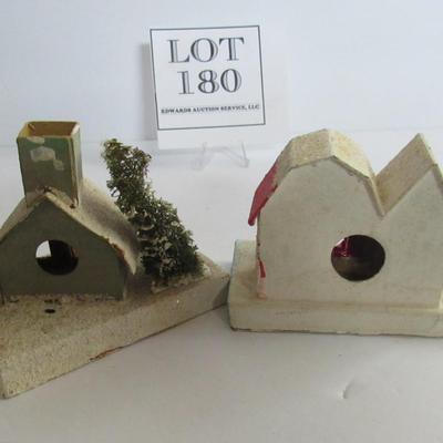 2 Vintage Christmas Village Putz Houses