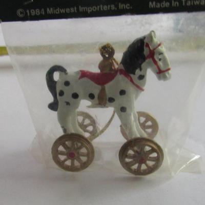 3 Older Metal Pull Toy Christmas Ornaments