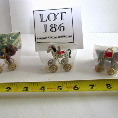 3 Older Metal Pull Toy Christmas Ornaments