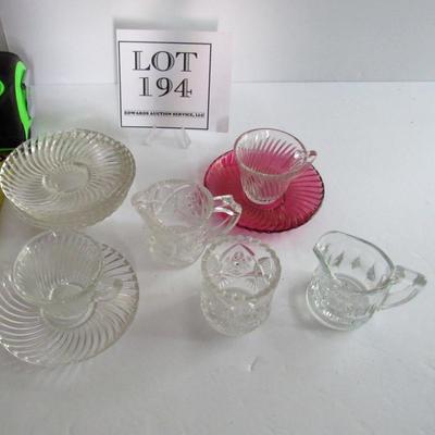 Child's Vintage Pressed Glass Dishes, Depression Glass Diana and Others