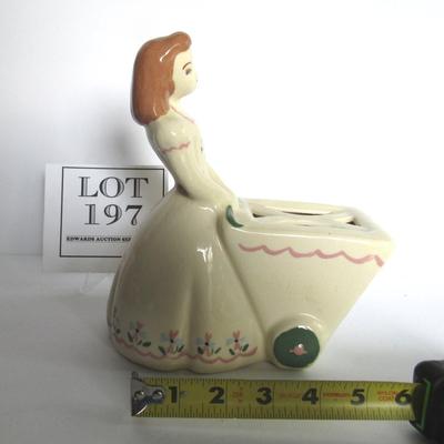 Vintage Pottery Planter, Girl