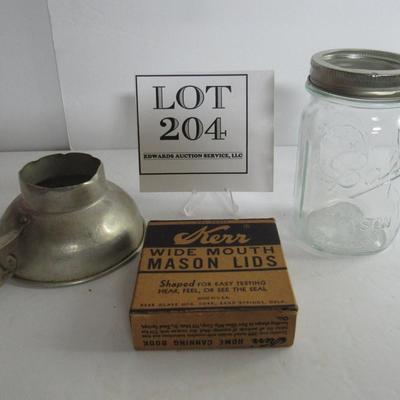 Embossed Ball Mason Jar, Lids and Funnel