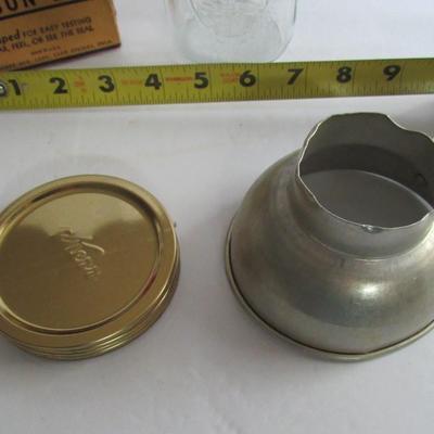 Embossed Ball Mason Jar, Lids and Funnel