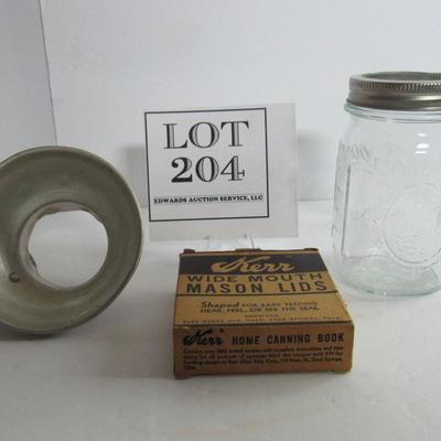 Embossed Ball Mason Jar, Lids and Funnel
