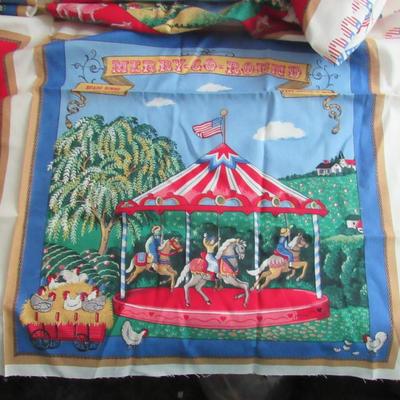 Older County Fair Fabric for Tablecloth, About 53" x 44"