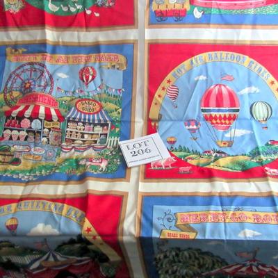 Older County Fair Fabric for Tablecloth, About 53" x 44"
