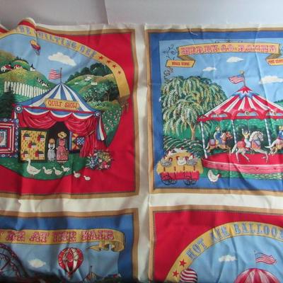 Older County Fair Fabric for Tablecloth, About 53" x 44"