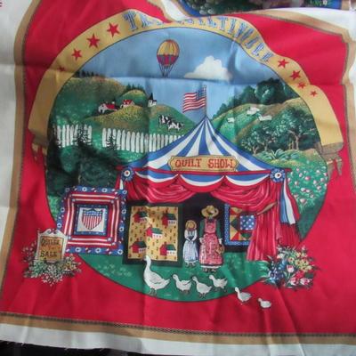 Older County Fair Fabric for Tablecloth, About 53" x 44"