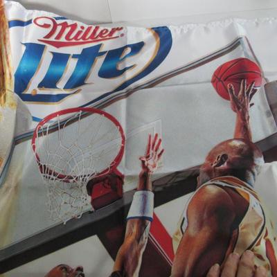 Lot 221:  Huge 36" x 68" Basketball/Miller Lite Beer Tent Flag, See All Photos