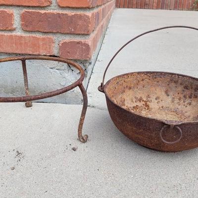 Small Cast Iron Cauldron on a Stand