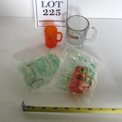 Fun Lot A & W Mugs, Glass, and Miniature Plastic