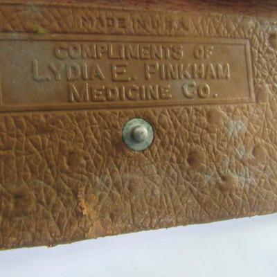 Junk Drawer Lot: Advertising Items Ruler, Pencil, Lydia Pinkhams Coin Purse, More