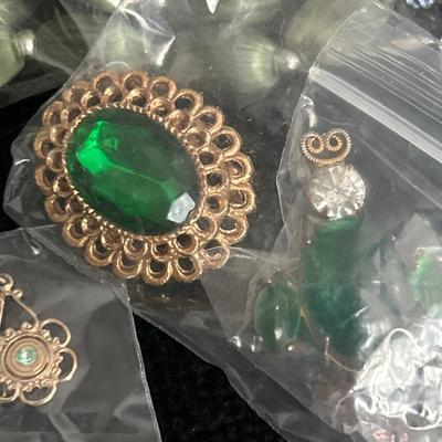 Gold tone & green jewelry
