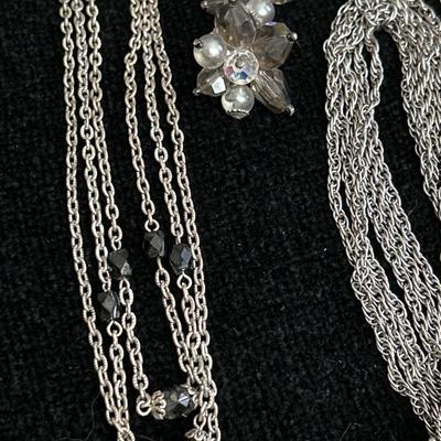 Silver tone & iridescent jewelry