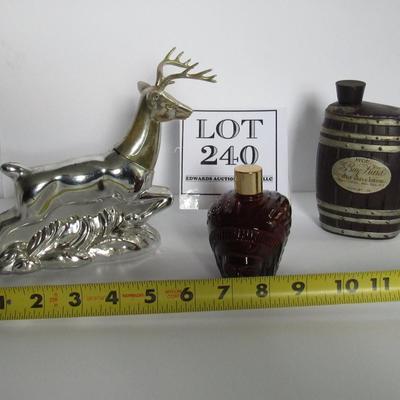 3 Vintage Avon Bottles: Deer, Indian Head, Barrell