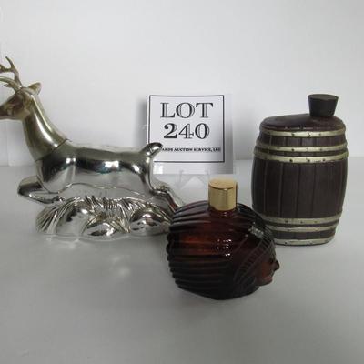 3 Vintage Avon Bottles: Deer, Indian Head, Barrell