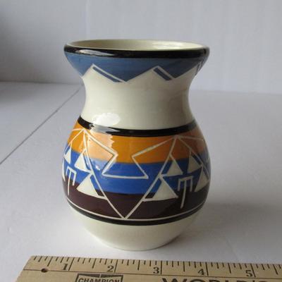 Lot 247:  Vintage Indian Pottery Vase, Rapid City, SD, Signed