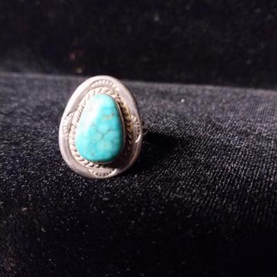 TURQUOISE AND STERLING RING