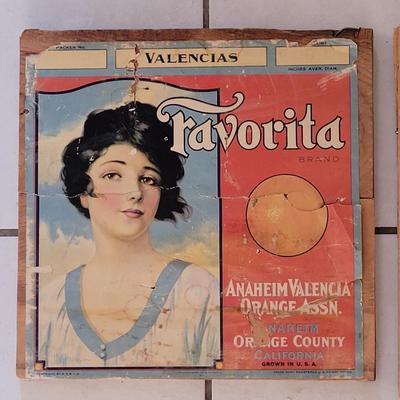 (2) Vintage Crate Ends with Lithograph Graphics