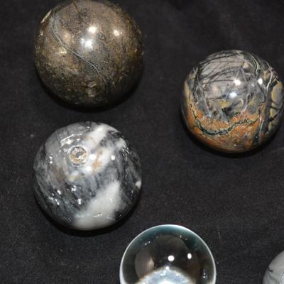 Lot of 5 Glass & Stone Spheres